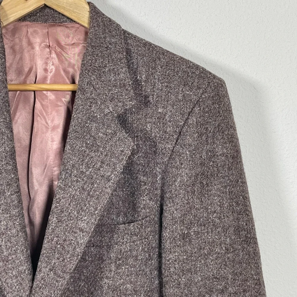 Harris Tweed Skaw's of Perth Blazer Mens 40‎ Brown Mauve Wool Excellent Vintage